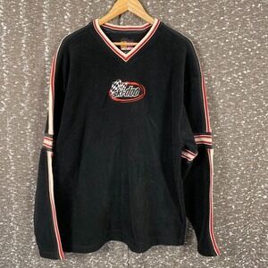 Vintage Y2K Ski-Doo Black Fleece Sweatshirt Striped Embroidered Logo‎ Men's XXL